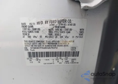 2011 Ford Explorer Limited from USA, damaged, VIN 1FMHK7F82BGA75372